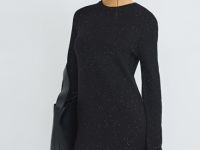 Вязаное платье с пайетками, Черный