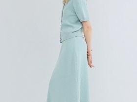 Вязаная юбка А-силуэта, Зеленый