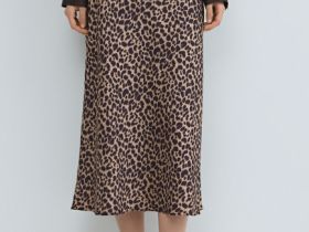 Сатиновая юбка А-силуэта, Бежевый