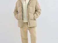 Утеплённая куртка с капюшоном, Бежевый