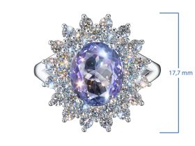 Кольцо из белого золота с танзанитом и бриллиантами э4742кц03210405