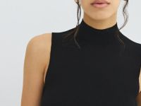 Вязаная майка с воротником-стойкой, Черный