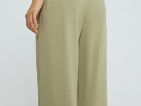 Прямые брюки с поясом на резинке, Зеленый