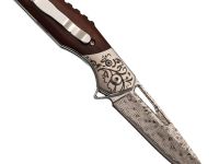 Складной нож Витязь B5298D, сталь дамаск, рукоять дерево, художественное травление