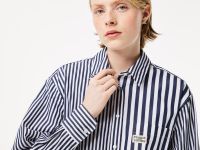 Женская рубашка Lacoste x Bandier из хлопкового поплина в полоску