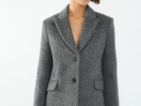 Однобортный жакет из натуральной шерсти, Серый