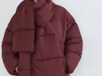 Утеплённая стёганая куртка с шарфом, Фиолетовый