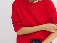 Джемпер плотной вязки, Красный
