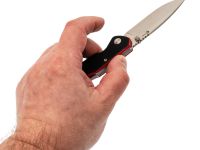 Складной нож Клык Техно, сталь N690, рукоять G10 черно-красный