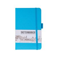 Блокнот для зарисовок Sketchmarker 9*14 cм 80 л 140 г, твердая обложка Синий неон