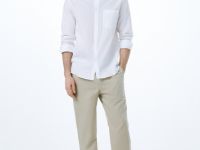 Рубашка из смесового льна, Белый