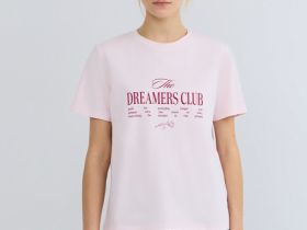 Футболка с принтом, Розовый