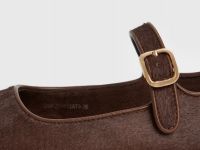 Балетки из натуральной кожи с ремешком, Коричневый