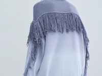 Джемпер с эффектом деграде и бахромой, Синий