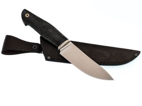 Нож для снятия шкур Кайман, сталь М390, рукоять мельхиор, микарта