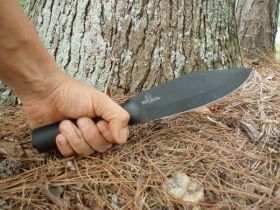 Нож с фиксированным клинком Cold Steel Bowie Blade Bushman, сталь SK5, рукоять сталь, черный