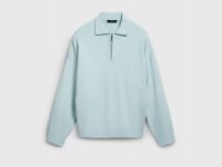 Джемпер с воротником поло на молнии, Зеленый
