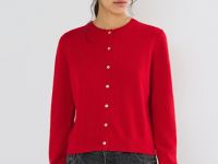 Укороченный кардиган на пуговицах, Красный