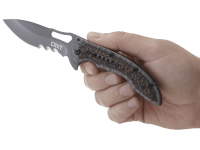 Складной нож CRKT Fossil™ Compact WITH VEFF SERRATIONS™, сталь 8Cr13MoV, рукоять нержавеющая сталь, накладки G-10