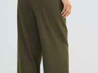 Прямые брюки с эластичным поясом, Зеленый