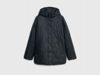 Удлинённая куртка с капюшоном, Черный