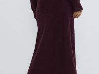 Трикотажная юбка из пушистой пряжи, Фиолетовый