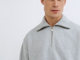 Свитшот с воротником-стойкой на молнии, Серый