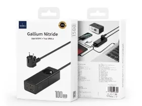 Сетевое зарядное устройство WIWU GaN 5 в1 100W 2хUSB/2хType-C (Wi-S004) (черный)