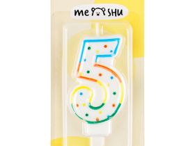 Свеча для торта с держателем MESHU "Цифра 5", 8,5 см, блистер