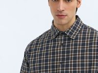 Рубашка из хлопка в клетку, Серый