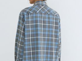 Рубашка в клетку на кнопках, Голубой