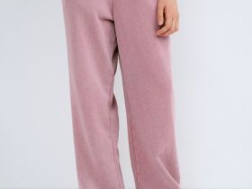 Трикотажные брюки с эффектом стирки для девочек, Розовый