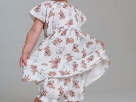 Комплект детский текстильный для девочек: косынка, платье, шорты