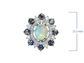 Серьги из белого золота с, опалами и сапфирами э4781сг02260364_white