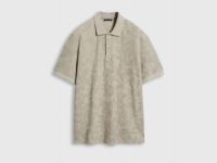 Поло с растительным принтом, Бежевый