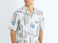 Рубашка из вискозы с принтом, Зеленый