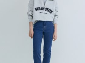 Толстовка с принтом и воротником на молнии, Серый