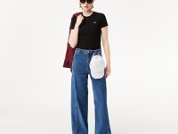 Женская Футболка Lacoste Slim Fit из хлопка в рубчик