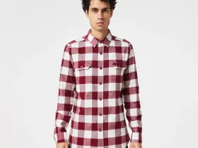 Мужская клетчатая рубашка Lacoste приталенного кроя