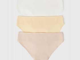 Трусы-слипы с нашивкой для девочек, 3 шт., Бежевый