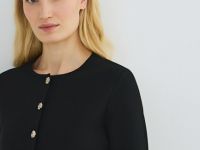 Кардиган на пуговицах с баской, Черный