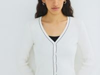 Кардиган с V-вырезом, Белый