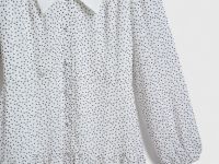 Платье мини из шифона в горошек, Белый