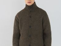 Кардиган с содержанием шерсти, Коричневый