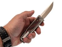 Фронтальный складной нож Reate EXO-M, сталь Elmax, рукоять чёрно-красный G10