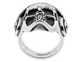 Кольцо ZIPPO, серебристое, в форме черепа, нержавеющая сталь, 2,5x2,6x0,6 см, диаметр 19,7 мм