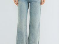 Широкие джинсы со стразами, Голубой