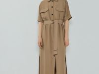 Платье-рубашка со съёмным поясом, Бежевый