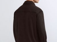 Плотная рубашка из трикотажа, Коричневый