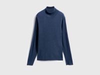 Базовый вязаный джемпер с воротником, Синий